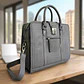 Leather Briefcase, Grey - thumbnail 1