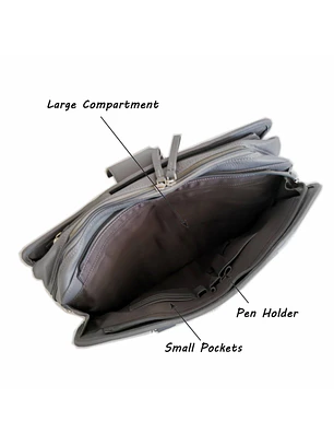 Leather Briefcase, Grey