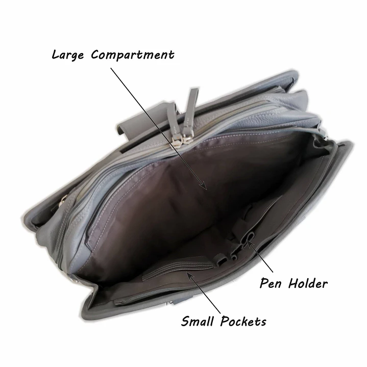 Leather Briefcase, Grey 2
