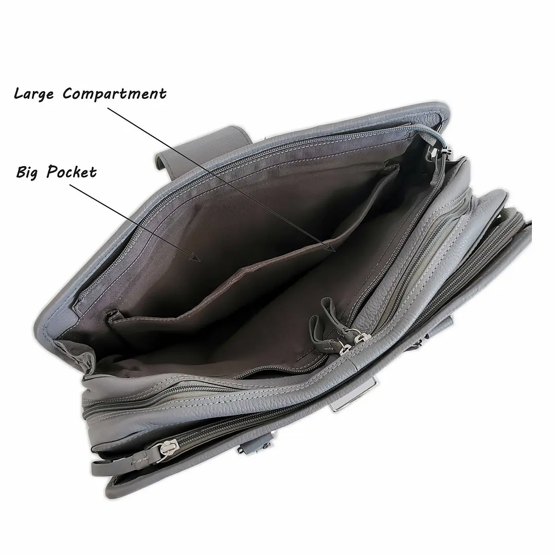 Leather Briefcase, Grey 3