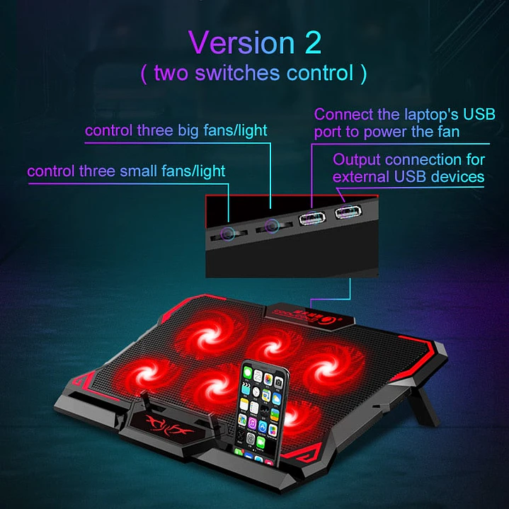 17inch Gaming Laptop Cooler Six Fan 4