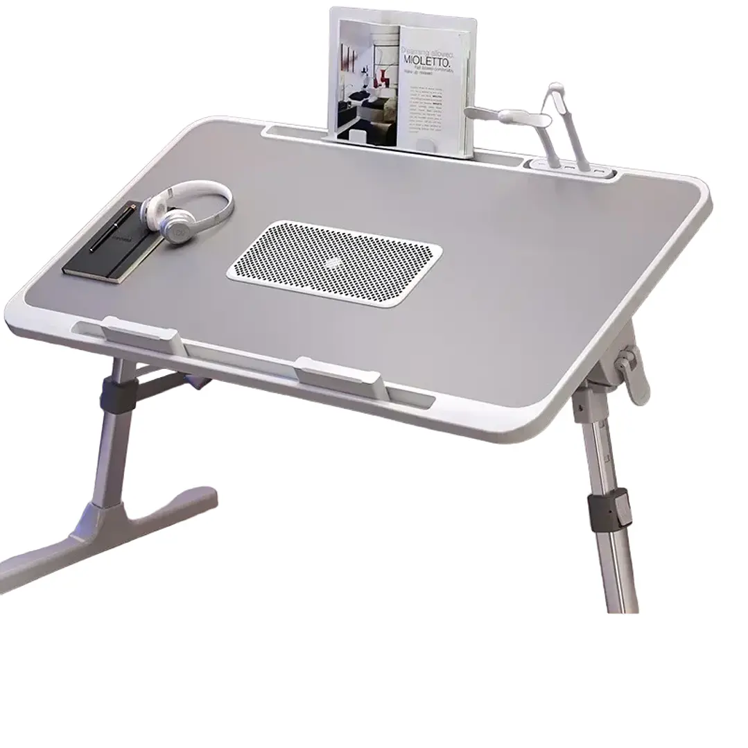 Foldable Laptop Desk with Adjustable Height and Radiator - Grey 1