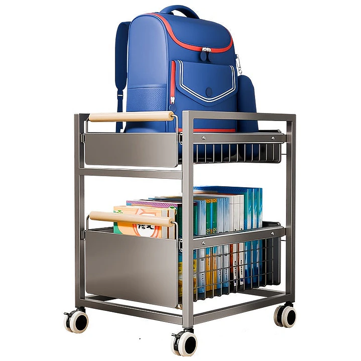 Mobile Book Bag Storage Rack Trolley 1