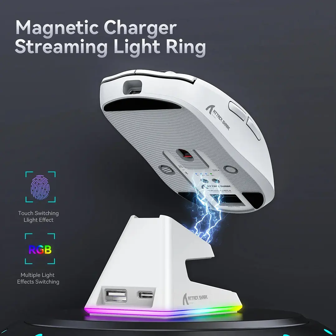 Tri-Mode RGB Gaming Mouse with Magnetic Charging Base 2