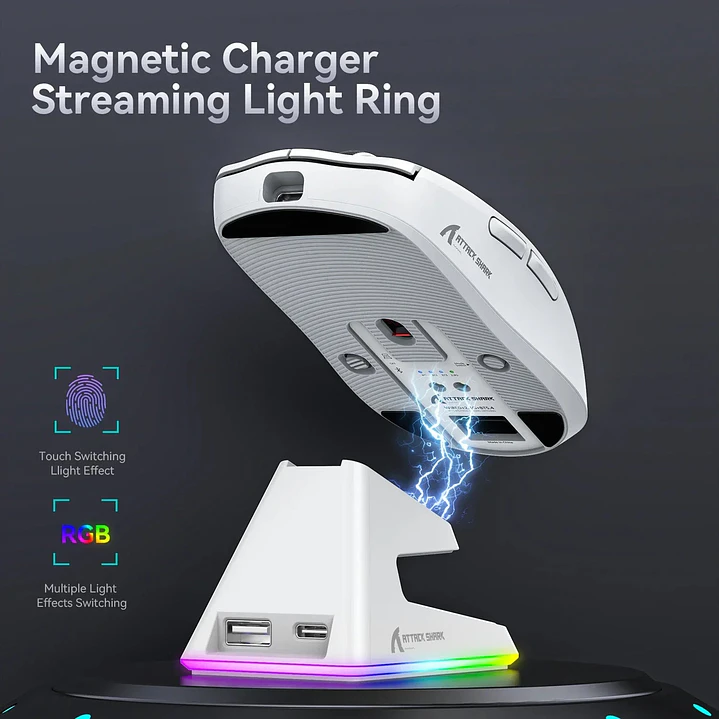 Tri-Mode RGB Gaming Mouse with Magnetic Charging Base 2