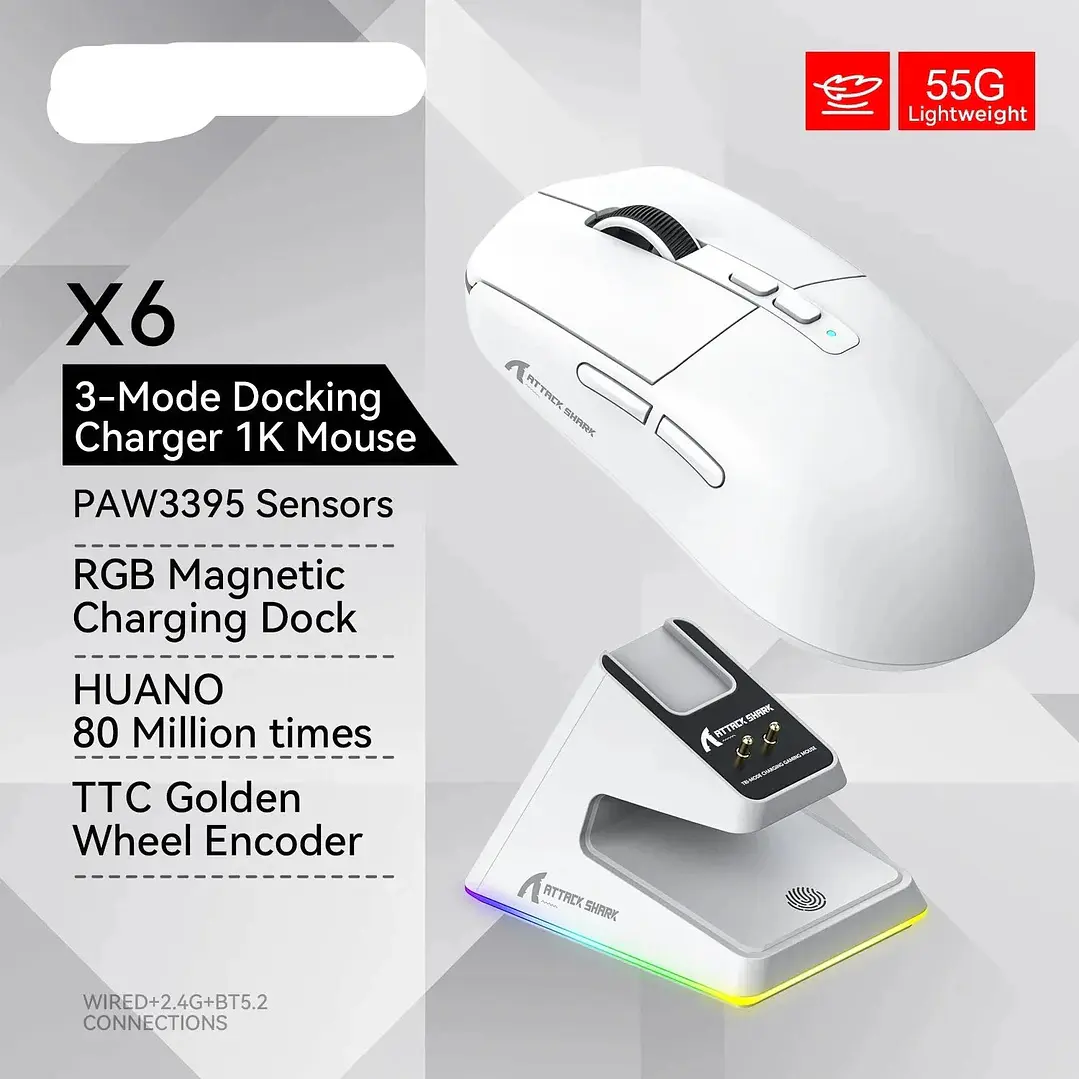 Tri-Mode RGB Gaming Mouse with Magnetic Charging Base 4