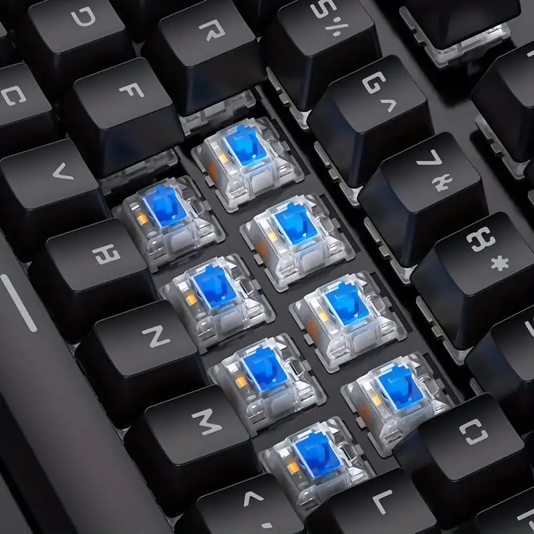 Caller Mechanical Keyboard - 104 Keys, Green Axis, Backlit, Wired USB, Black [Green Axis] 2