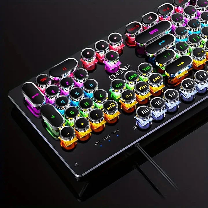 Caller Mechanical Keyboard - 104 Keys, Green Axis, Backlit, Wired USB, Black [Green Axis] 3