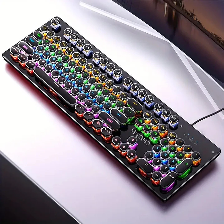Caller Mechanical Keyboard - 104 Keys, Green Axis, Backlit, Wired USB, Black [Green Axis] 4