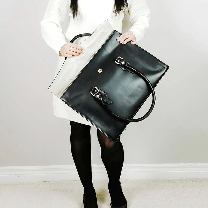 The Signature 17" Leather Laptop Bag, Black Flap 2