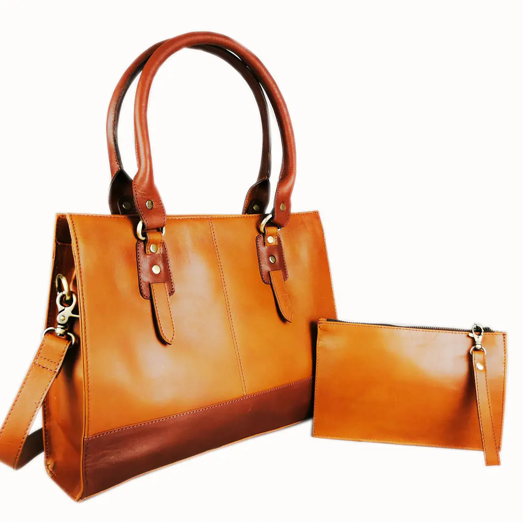 The Signature 15" Leather Laptop Bag, Tan 4