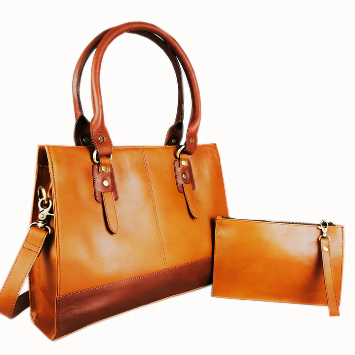 The Signature 15" Leather Laptop Bag, Tan 4