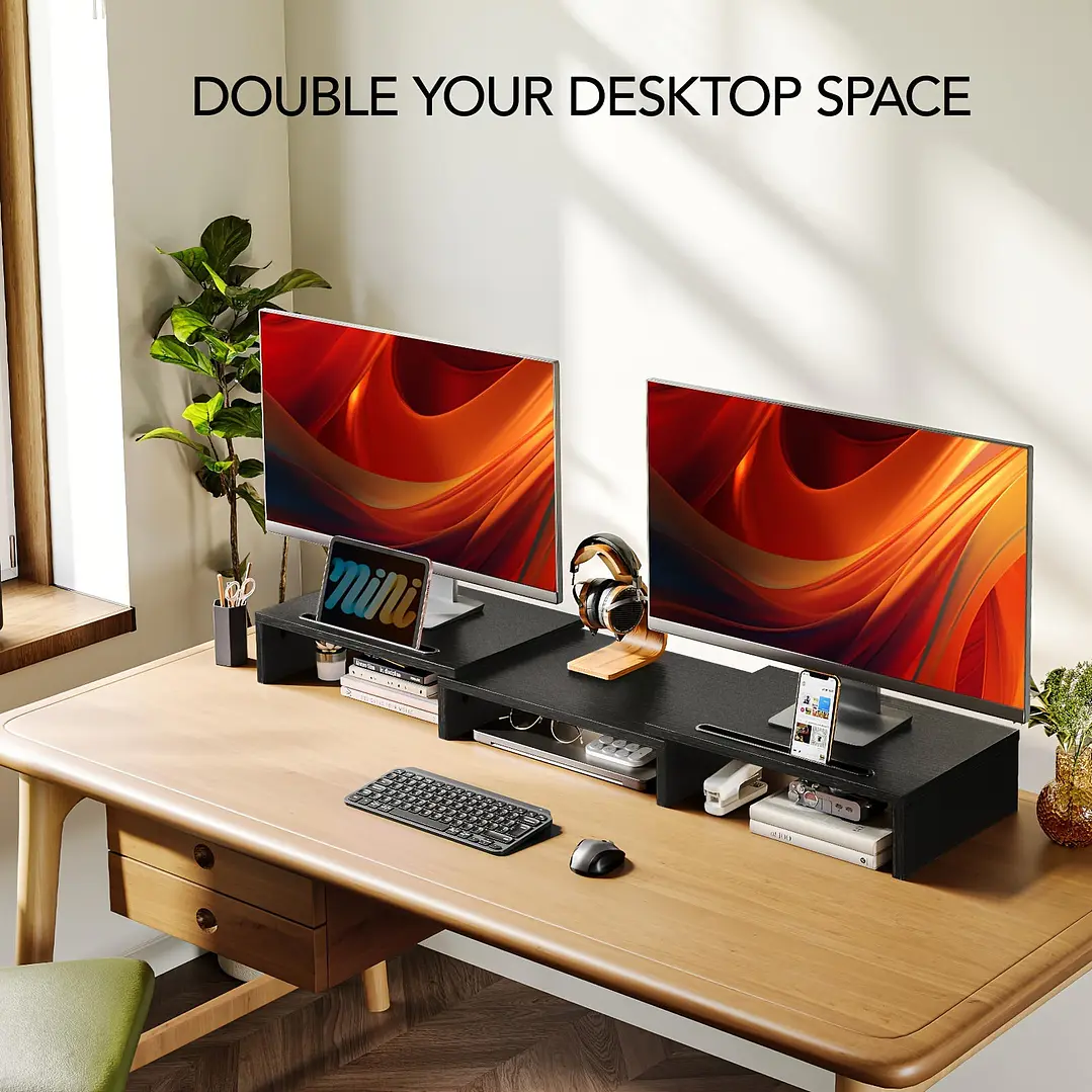 Adjustable Dual Monitor Stand with Storage (2-Slot) 3
