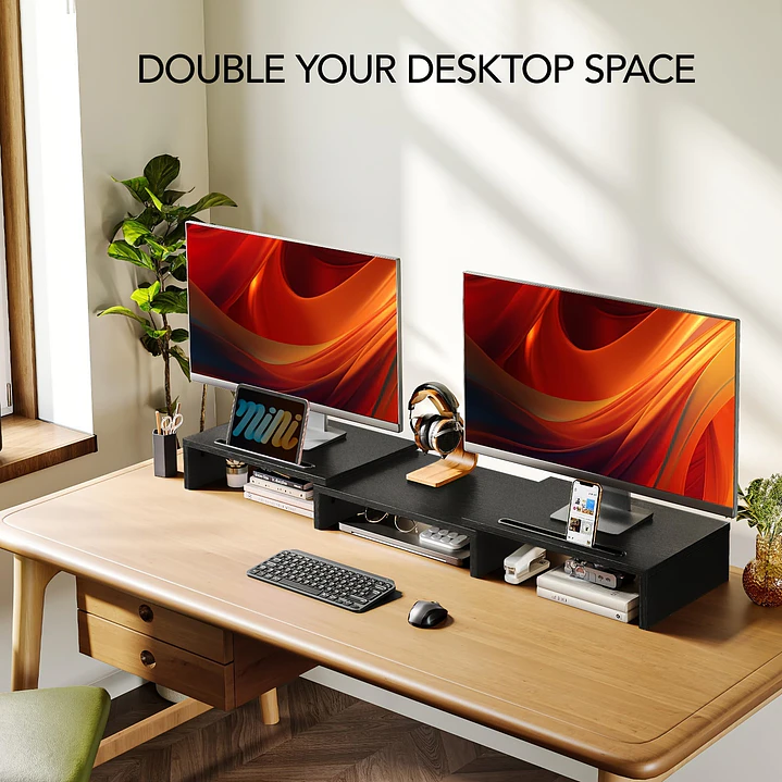 Adjustable Dual Monitor Stand with Storage (2-Slot) 3