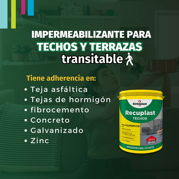 PINTURA PARA TECHOS IMPERMEABILIZANTE ROJO TEJA 20L 2