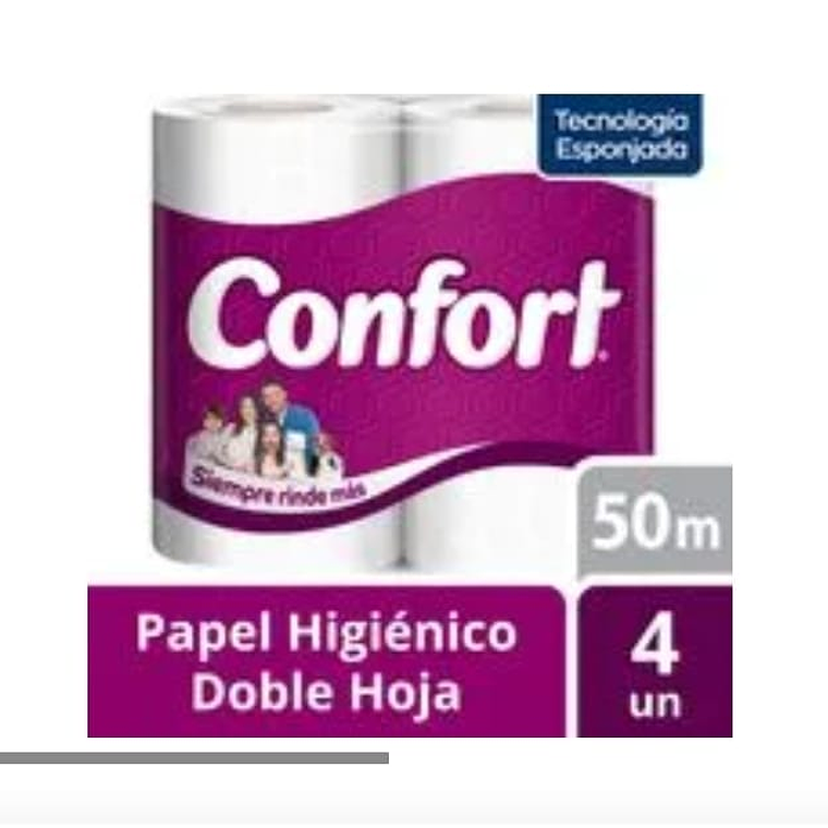 CONFORT PAPEL HIGIENICO DOBLE HOJA  4 ROLLOS X 50m 1
