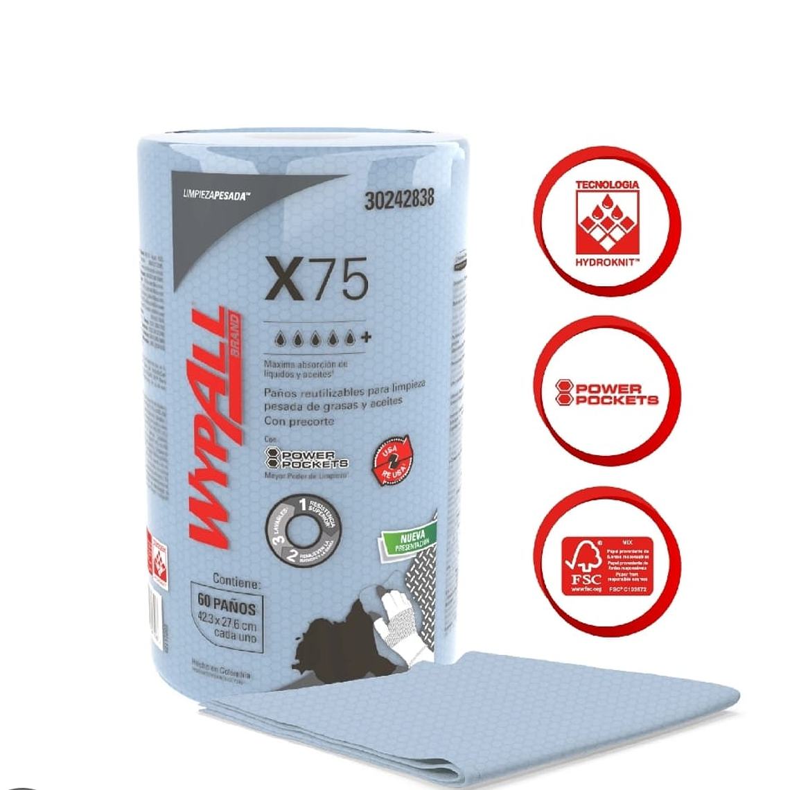 TOALLA  REUTILIZABLES  WYPALL X75  (60 PAÑOS)  1
