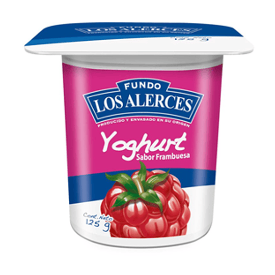 Yoghurt Frambuesa Pack 4 X 125 Gr Los Alerces