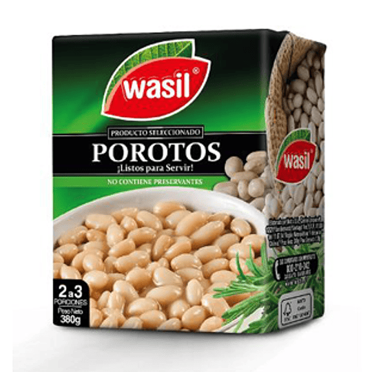 Porotos Cocidos Tetra 380 Gr Wasil