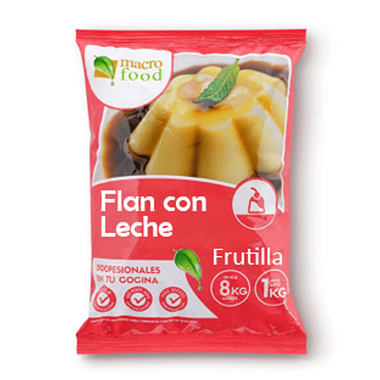 Flan con Leche Frutilla 1 Kg Macrofood