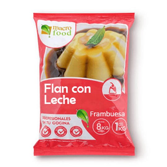 Flan con Leche Frambuesa 1 Kg Macrofood