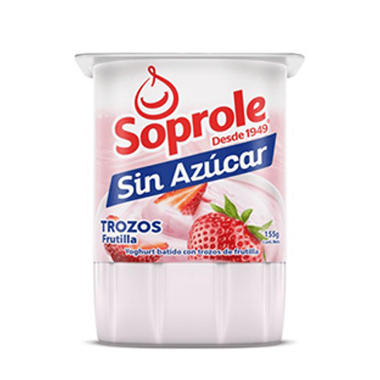 Yogurt Batido Frutilla Sin Azucar Pack 4 X 120 Gr Soprole