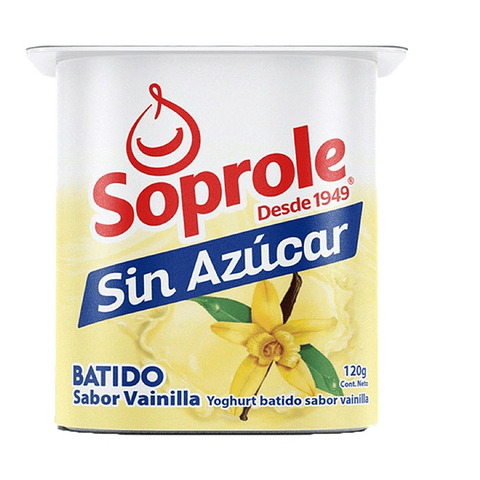 Yoghurt Batido Vainilla Sin Azucar Pack 4 X 120 Gr Soprole