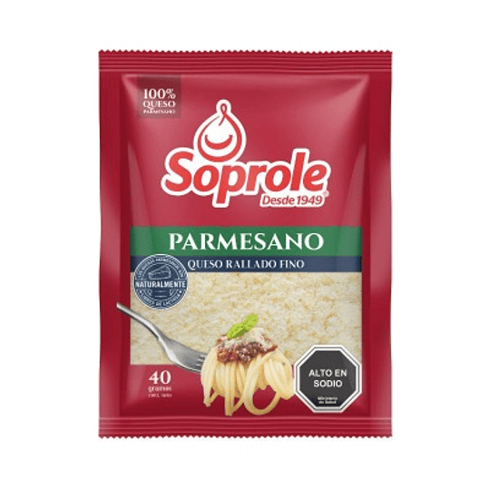 Queso Parmesano Rallado Fino  40 Gr Soprole