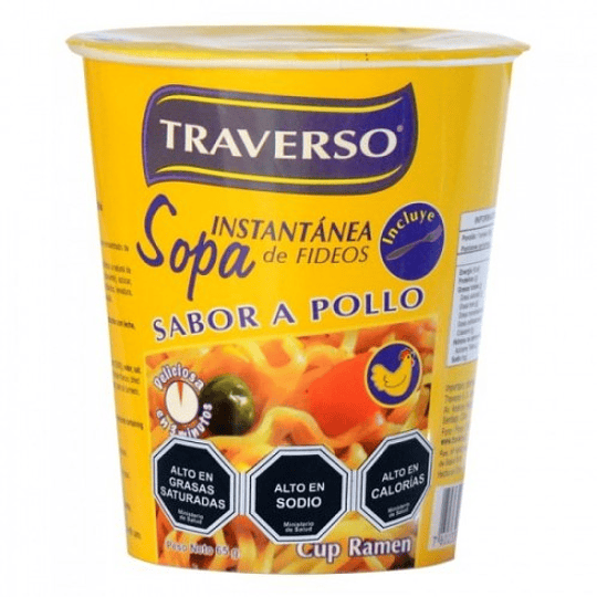 Sopa Instantanea con Fideos Sabor Pollo  65 Gr Traverso