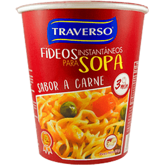 Sopa Instantanea con Fideos Sabor Carne  65 Gr Traverso