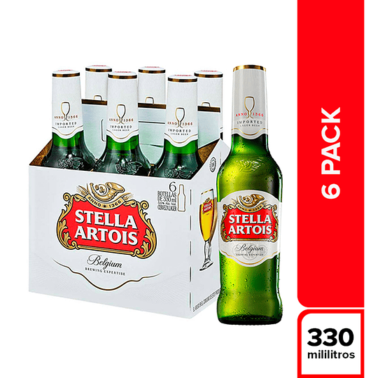 Cerveza Botella 330cc pack 6 unidades Stella Artois