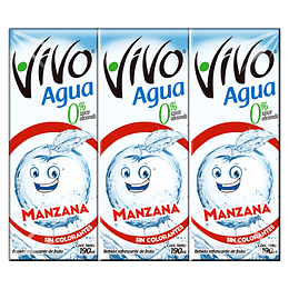 Agua con Jugo de Manzana 3 X 190 Ml Vivo