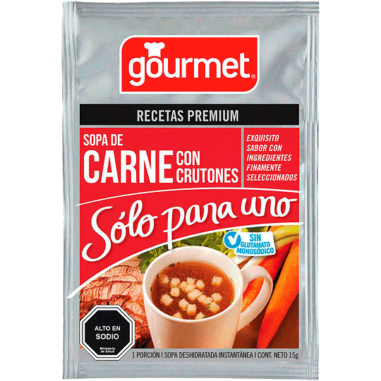 Sopa de Carne Con Crutones Solo para UNO 15 Gr Gourmet