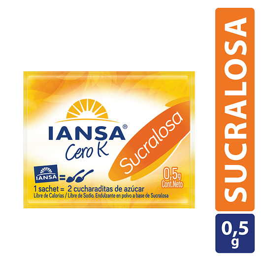 Endulzante Sucralosa Cero K Sachet 2000 Unidades 5gr Iansa