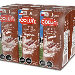 Leche Semi Descremada Sabor Chocolate 6 X 200 Ml Colun