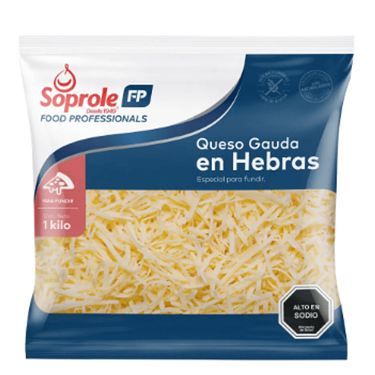 Queso Gauda en Hebras 1 Kg. Soprole