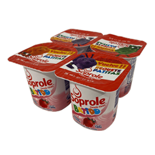 Yoghurt Batido Frutilla Pack 4 Unidades 120 Gr Soprole