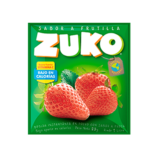 Jugo en Polvo Frutilla Sobre de 25 Gr Zuko