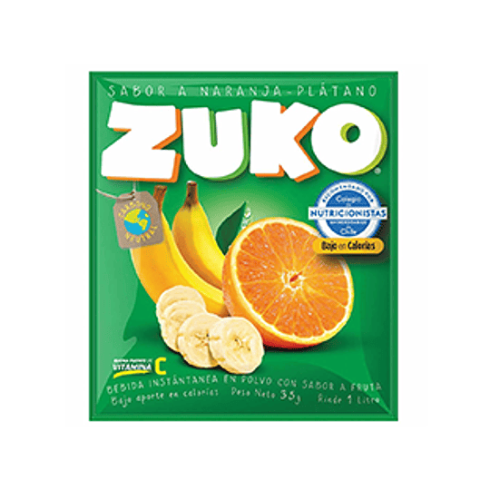 Jugo en Polvo Naranja Platano Sobre de 25 Gr Zuko