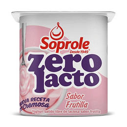 Yoghurt Batido Zerolacto Frutilla Pack 4 Unidades 120 Gr Soprole
