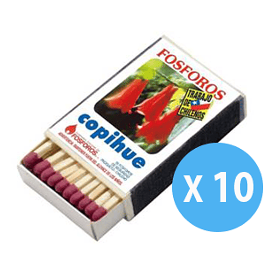 Fosforos Pack 10 Cajitas 40 Palitos Copihue