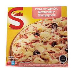 Pizza Jamon, Queso Mozzarela y Champiñon Unidad 460 Gr Sadia