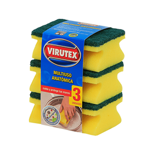 Esponja Acanalada Pack 3 Unid Virutex