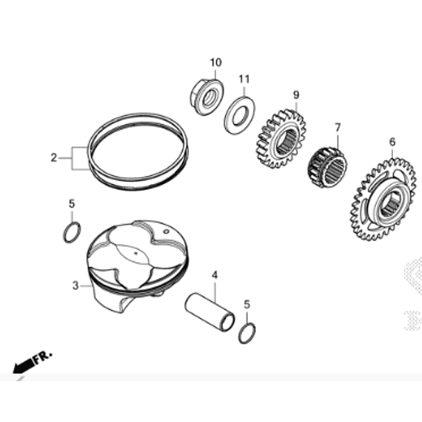 KIT PISTON CRF250RX EMPAQUETADURA CULATA-PISTON-ANILLOS-PASADOR PISTON-SEGUROS DE PISTON 2
