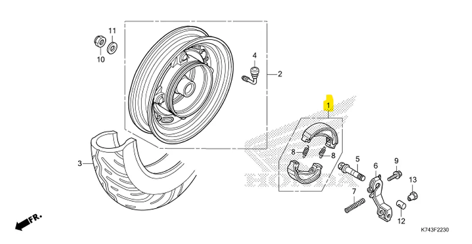 JGO. DE ZAPATA DE FRENO TRAS PARA HONDA NAVI 3