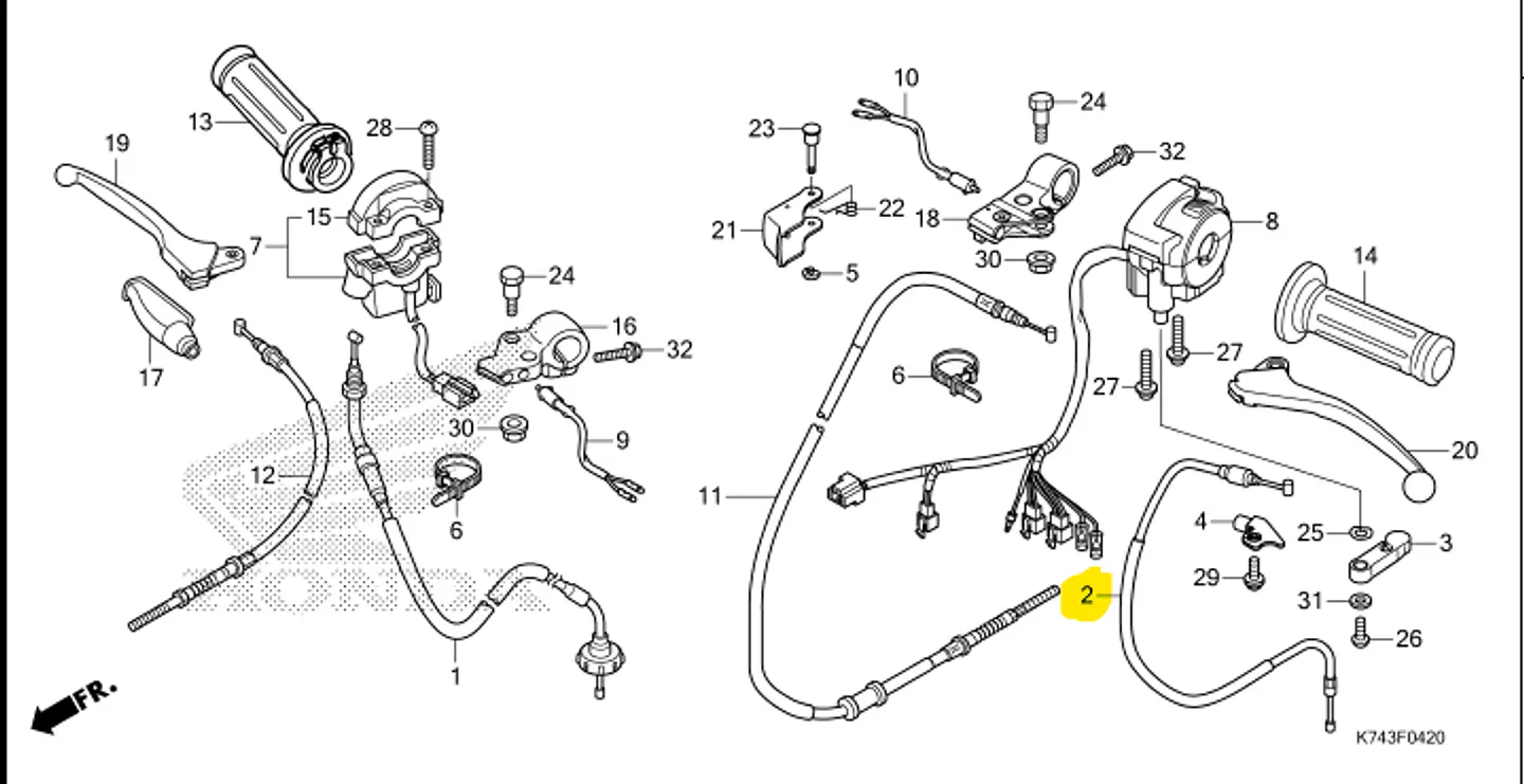 CABLE DE ESTRANGULADOR COMP. PARA HONDA NAVI 2