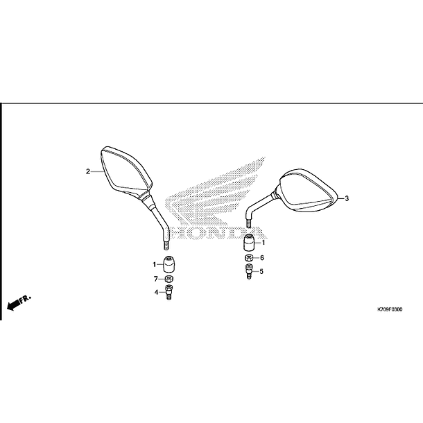 ESPEJO DERECHO ORIGINAL PARA MODELO CB 190 2