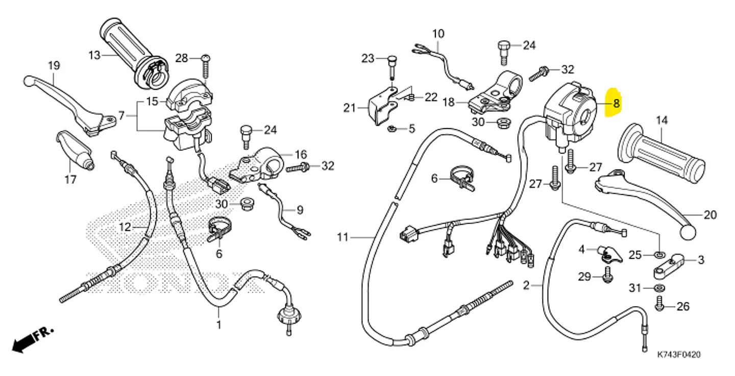 ENS. INTERRUPTOR DE LUZ INTERMITENTE PARA HONDA NAVI 2