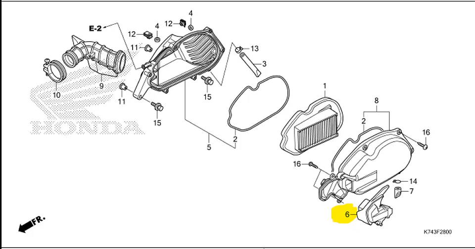 CUBIERTA DE CONDUCTO DE FILTRO DE AIRE PARA HONDA NAVI 1