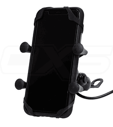 Soporte para celular moto jg con cargador base para espejos o tornillos